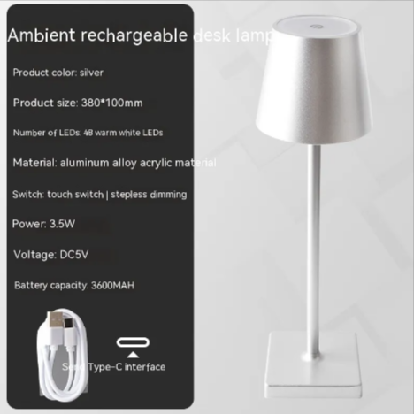 Rechargeable Table Lamp with Touch Dimming