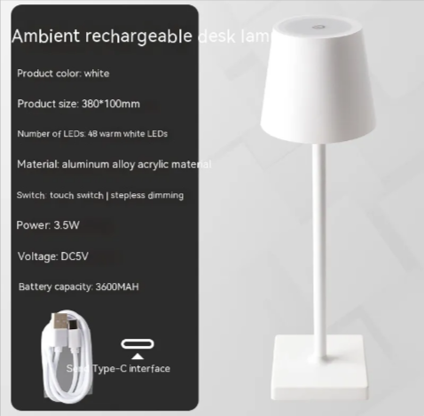 Rechargeable Table Lamp with Touch Dimming