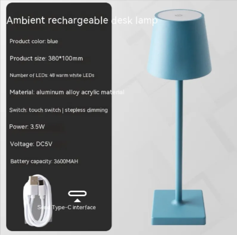 Rechargeable Table Lamp with Touch Dimming