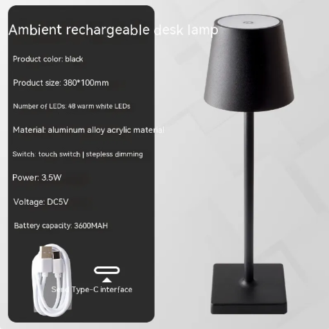 Rechargeable Table Lamp with Touch Dimming